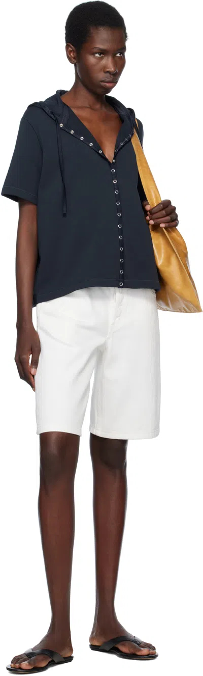 Still Here White Stoop Denim Shorts In White