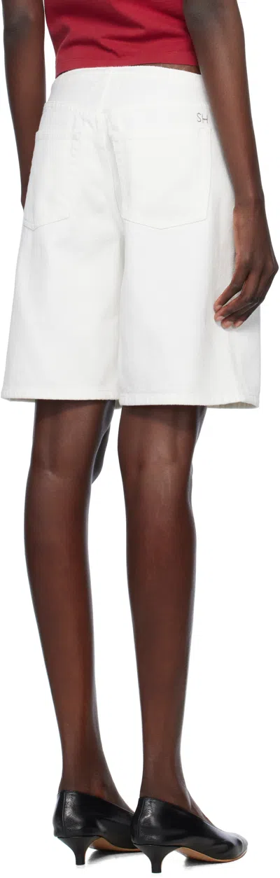 Still Here Drawstring Shorts In White