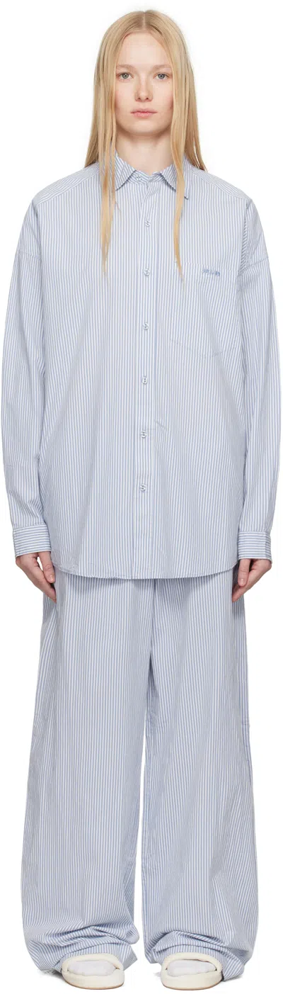 Skims Stretch-cotton Stripe Pyjama Set In Blue