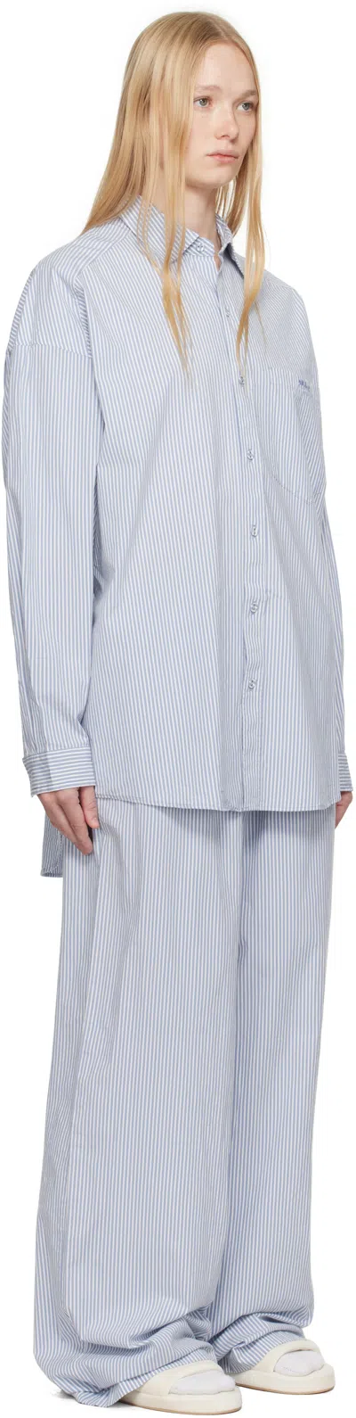 Skims Stretch-cotton Stripe Pyjama Set In Blue