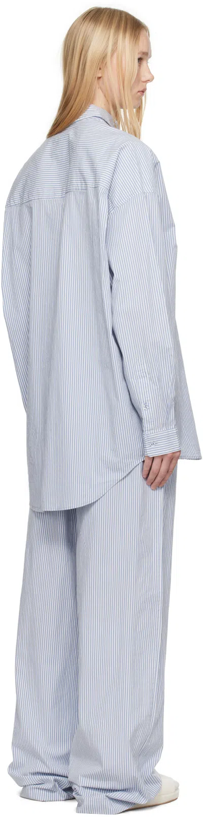 Skims Stretch-cotton Stripe Pyjama Set In Blue