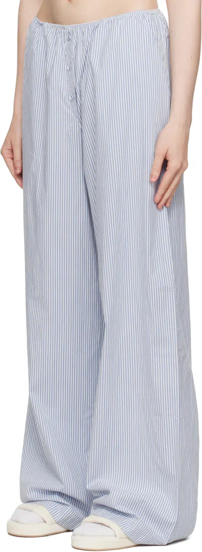 Skims Stretch-cotton Stripe Pyjama Set In Blue