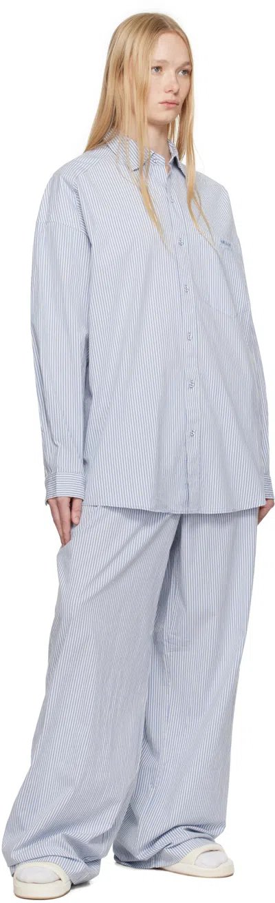 Skims Stretch-cotton Stripe Pyjama Set In Blue
