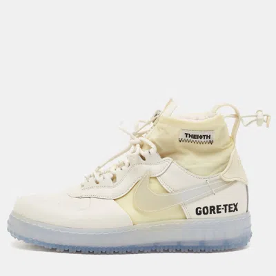 Pre-owned Nike - Air White Leather And Nylon Force 1 Gore Tex High Winter Gtx Phantom Sneakers Size 40.5