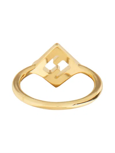 Fendi Geometric Polished Finish Ring In Gold