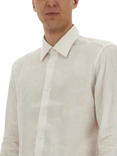 Hugo Boss Button-down Collar Shirt Semi-sheer Fabric In White