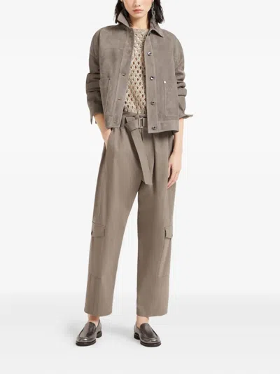 Brunello Cucinelli Cropped Open-knit Crewneck Sweater