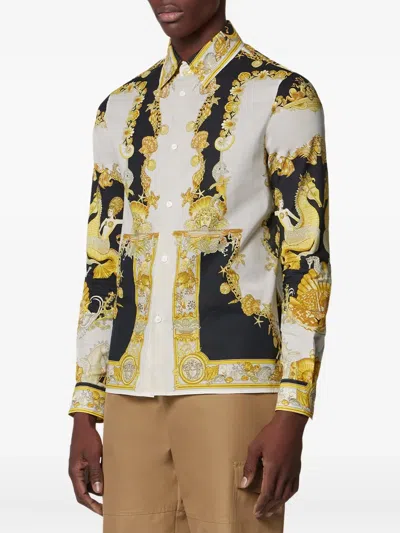 Versace Coral Theatre Print Bowling Shirt In Multi