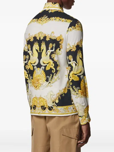 Versace Coral Theatre Print Bowling Shirt In Multi