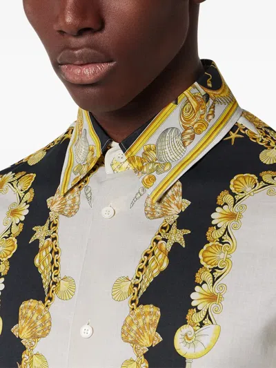 Versace Coral Theatre Print Bowling Shirt In Multi
