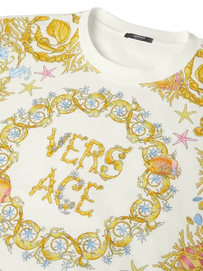 Versace Baroque Underwater Cropped T-shirt In Multi
