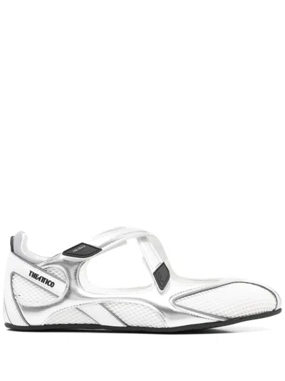 Attico Cross Strap Mesh Ballet Flats Round Toe