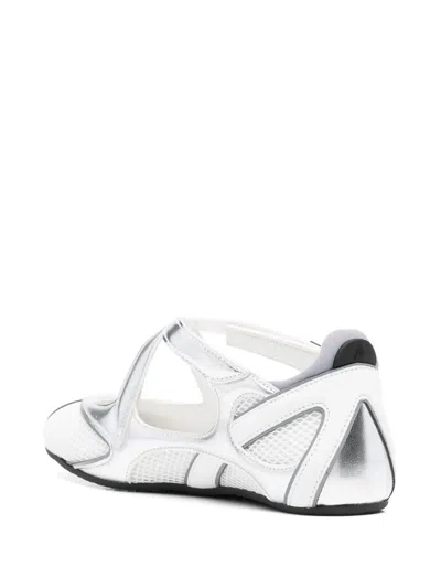 Attico Cross Strap Mesh Ballet Flats Round Toe