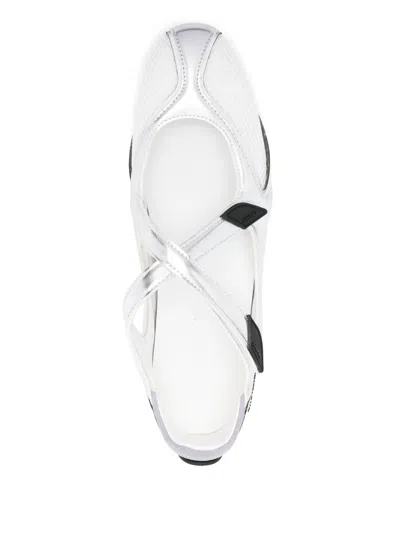 Attico Cross Strap Mesh Ballet Flats Round Toe