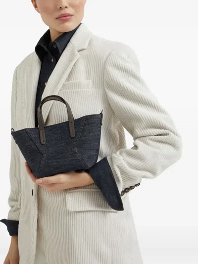 Brunello Cucinelli Mini Denim-effect Bc Duo Tote Bag
