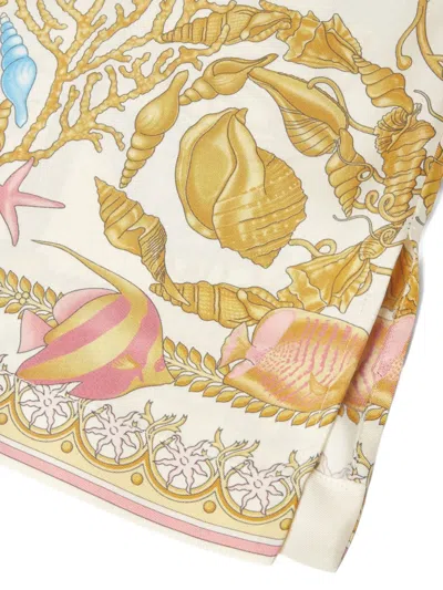 Versace Multicolor Bowling Shirt With Cuban Collar And All-over Underwater Barocco Print In Yellow