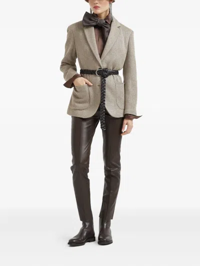 Brunello Cucinelli Sparkling Ribbed Lurex Jacket With Peaked Lapels