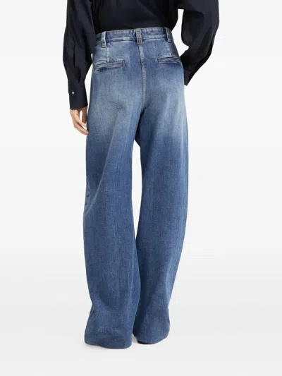 Brunello Cucinelli Blue Jeans With Logo Patch On The Rear And Monil Detail On The Loop In Denim Woman