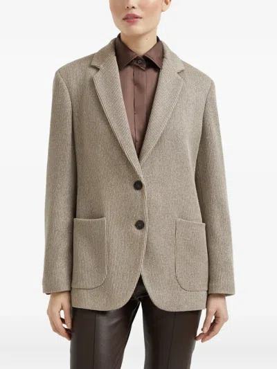 Brunello Cucinelli Sparkling Ribbed Lurex Jacket With Peaked Lapels