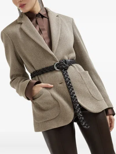 Brunello Cucinelli Sparkling Ribbed Lurex Jacket With Peaked Lapels