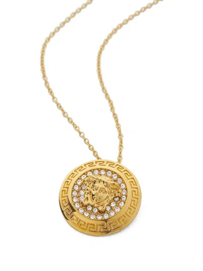 Versace Crystal La Medusa Chain Necklace In Gold