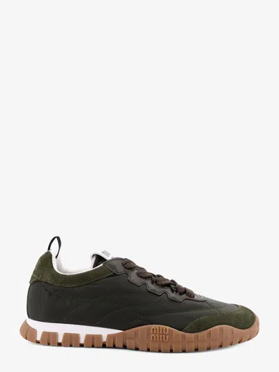 Miu Miu Tyre Technical Fabric And Suede Sneakers In Multi