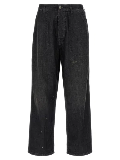 Maison Margiela Men's Distressed Jeans With Paint Splatters