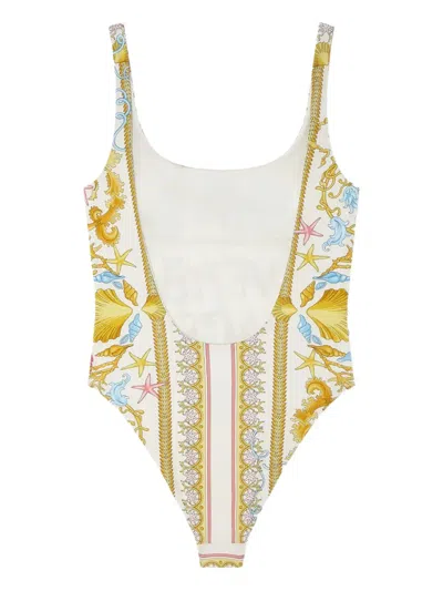 Versace Underwater Barocco One-piece Swimsuit In Yellow