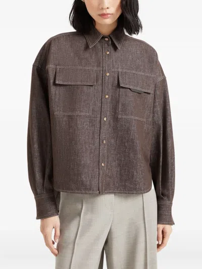 Brunello Cucinelli Cotton Blend Shirt Metallic Finish