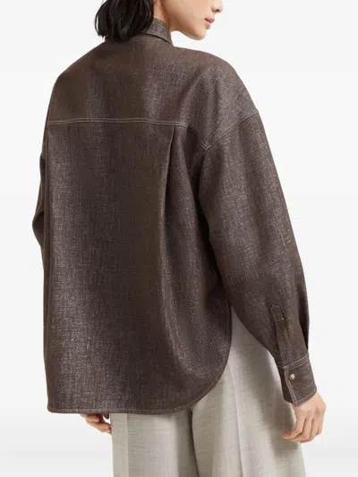 Brunello Cucinelli Cotton Blend Shirt Metallic Finish