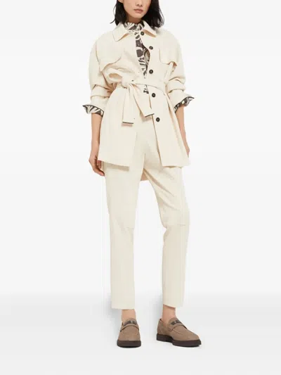 Brunello Cucinelli Crocodile Effect Round Toe Flat Sole Loafers In Neutral