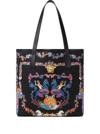 Versace Coral Theatre Tote Bag In Black