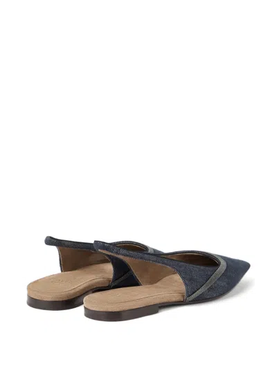 Brunello Cucinelli Denim Slingback Ballerinas