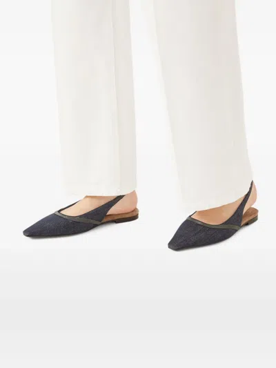 Brunello Cucinelli Denim Slingback Ballerinas