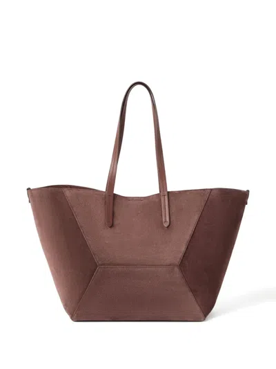 Brunello Cucinelli Folded Geometric Suede Tote Bag