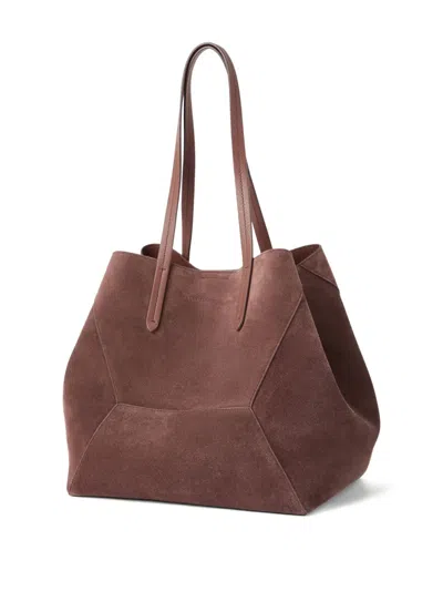 Brunello Cucinelli Folded Geometric Suede Tote Bag