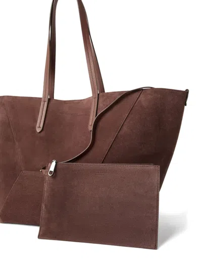 Brunello Cucinelli Folded Geometric Suede Tote Bag