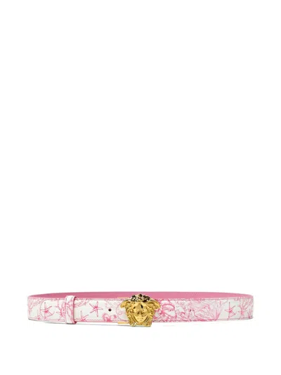 Versace Underwater Barocco Leather Belt In Pink