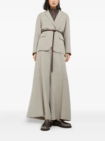 Brunello Cucinelli Metallic Finish Round Toe Loafers With Rubber Sole In Gray