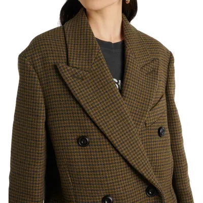 Acne Studios Checked Double Breasted Wool Blend Coat