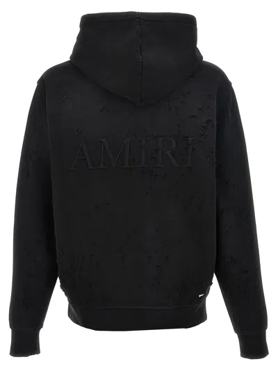 Amiri Hoodie Aspect Déchiré En Coton In Black