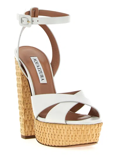 Aquazzura Sunseeker 140 Leather Platform Sandals