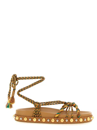 Aquazzura Tropical Rope Embellished Raffia Sandals