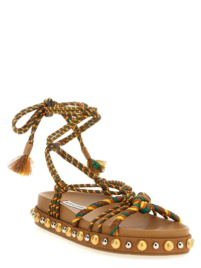Aquazzura Tropical Rope Embellished Raffia Sandals