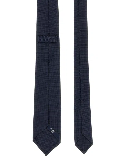 Barba Napoli Pointed Tip Slim Silk Tie With Textured Finish In Black