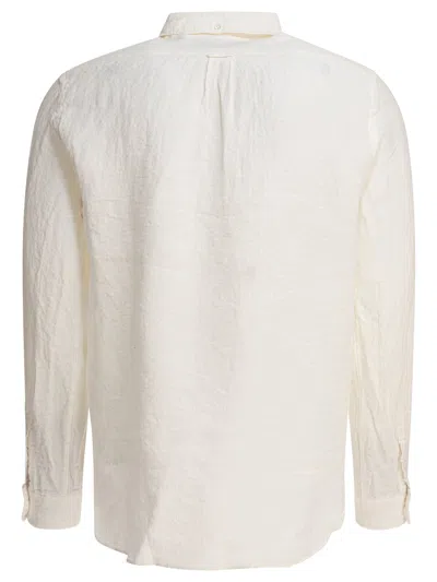 Beams Plus Linen Shirt With Chest Pocket In White