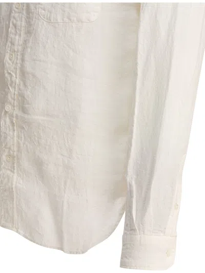 Beams Plus Linen Shirt With Chest Pocket In White