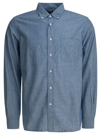 Beams Button-down Collar Linen-chambray Shirt In Blue