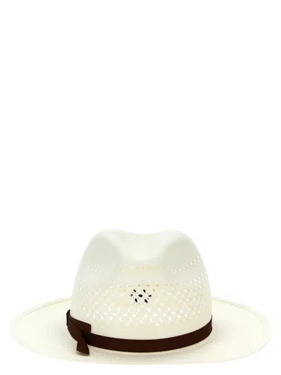 Borsalino 'medea' Perforated Ribbon Band Wide Brim Hat