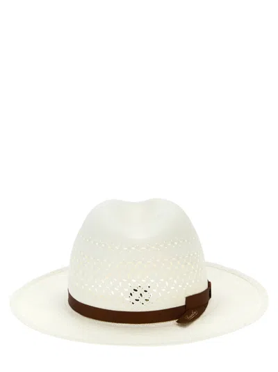 Borsalino 'medea' Perforated Ribbon Band Wide Brim Hat